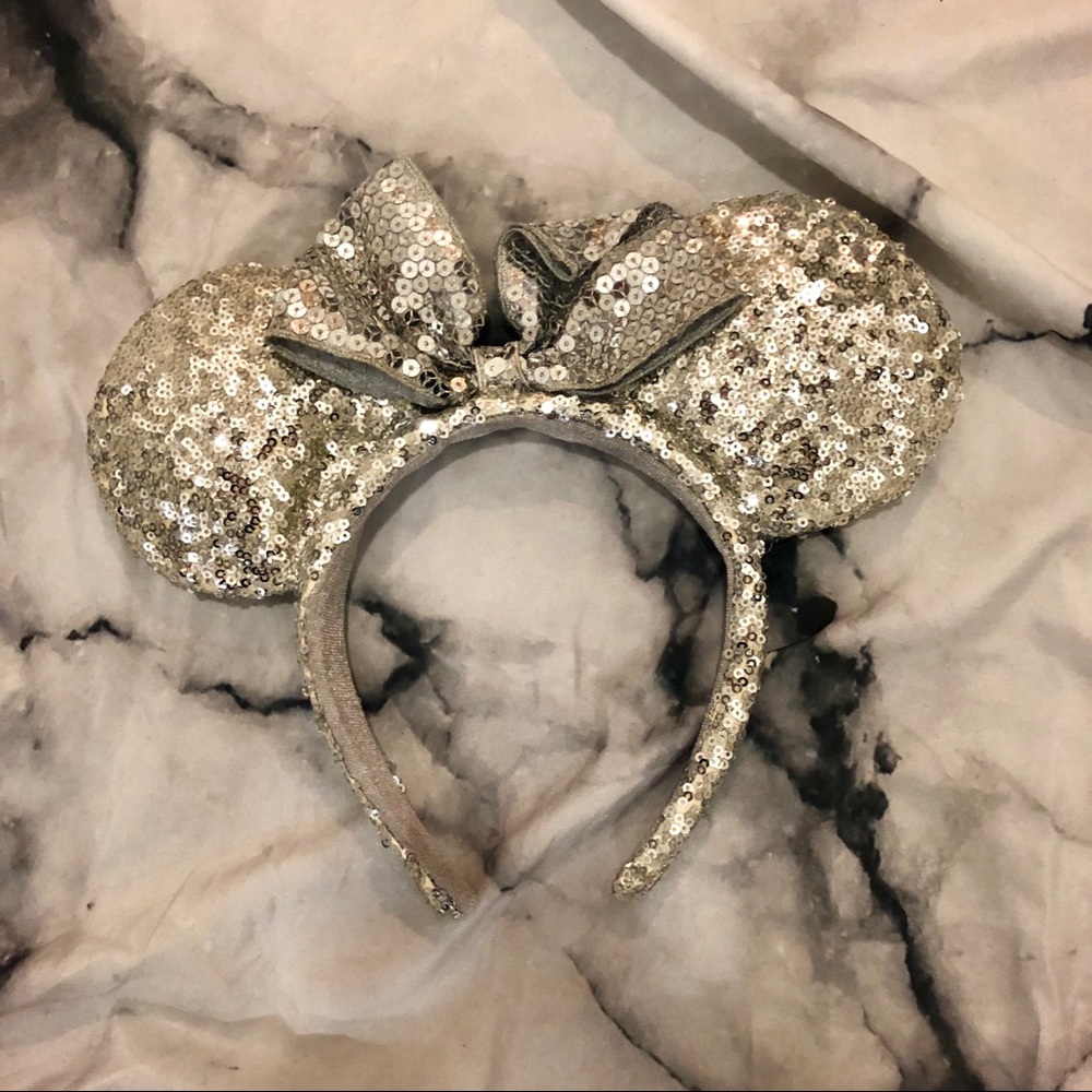 Silver sequin Minnie Mouse ears
